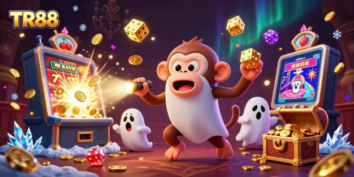 Experience the excitement of TR88 with a playful ghost-hunting scene in a haunted casino full of treasures.