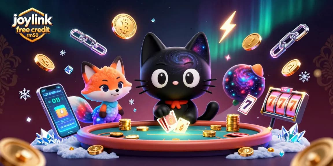 Experience the joylink free credit rm50 as the cosmic casino cat pulls in winnings amid vibrant elements.