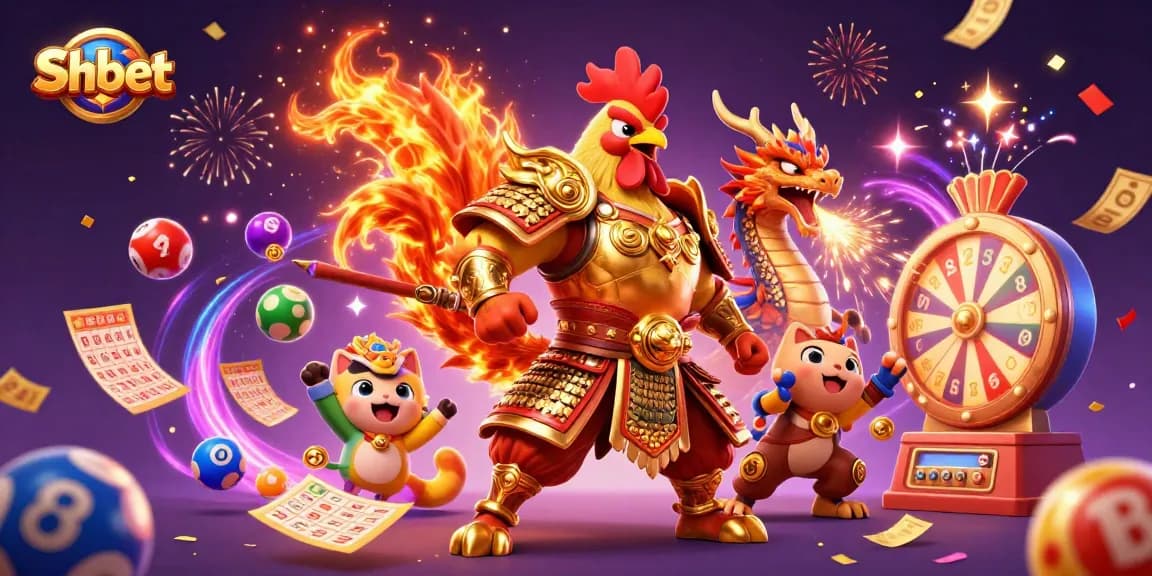 Shbet's illustrated characters celebrate big lottery wins with dynamic casino elements.