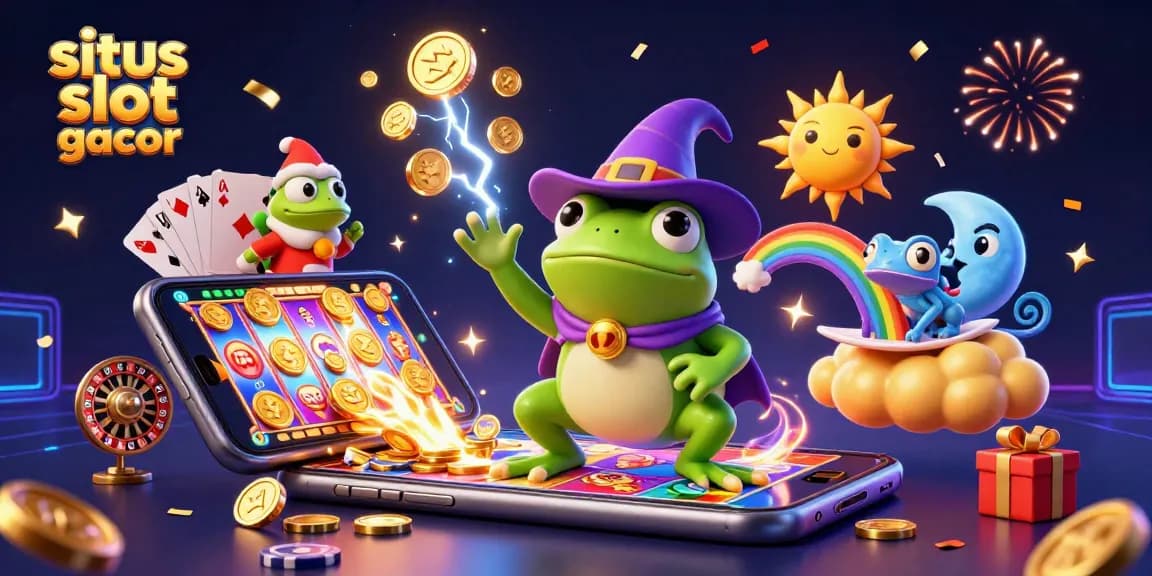 Explore the vibrant universe of situs slot gacor with a dynamic 3D casino scene filled with winning elements.