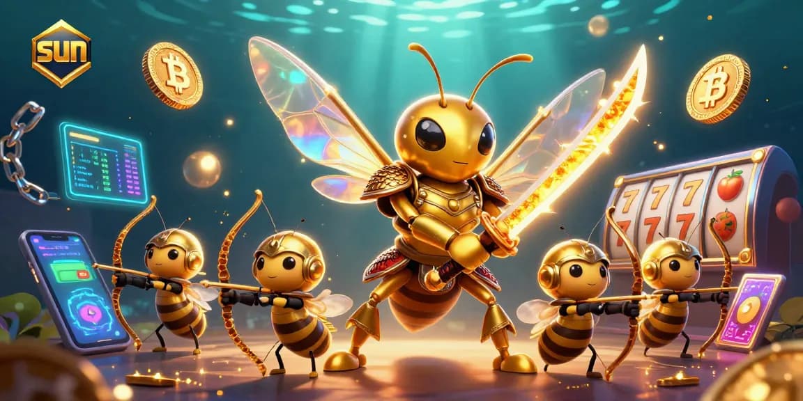 Engage with the sun-themed slot adventure featuring a golden hornet in action!