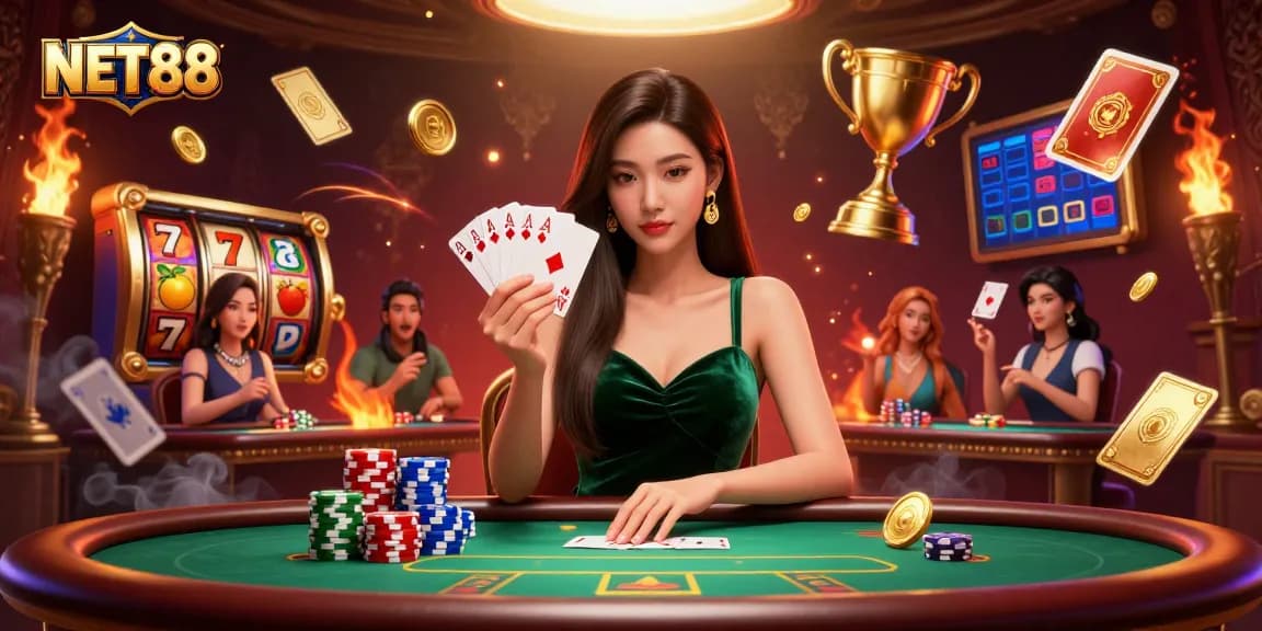 Play and win at NET88's luxurious casino with vibrant slots and a dynamic atmosphere.