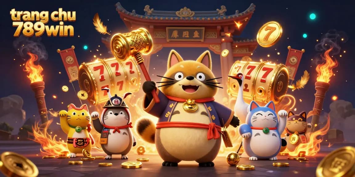 Spin and win at trang chu 789win with a colorful illustration of lucky characters in a vibrant casino scene.