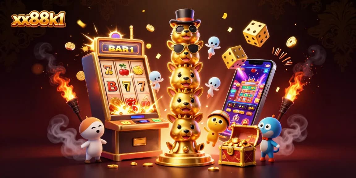Experience thrilling gameplay at xx88k1 with vibrant animations and dynamic casino symbols.