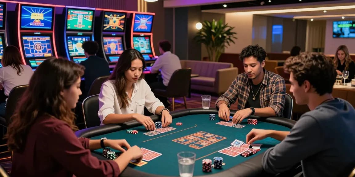 Engaging friends enjoying a lively gaming experience at B52CC online casino.
