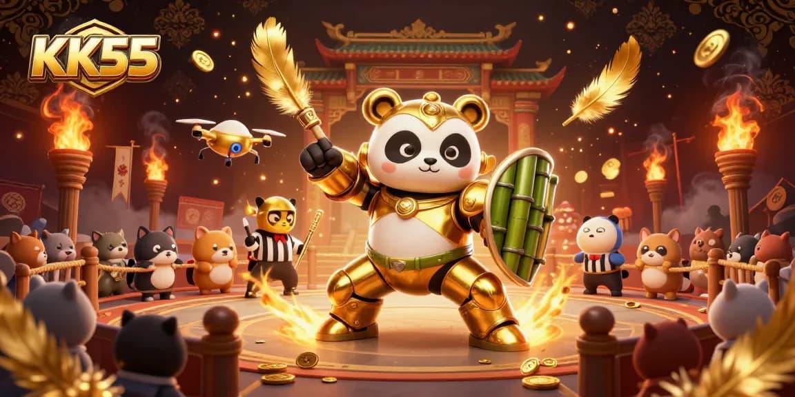 Experience thrilling gameplay at KK55 with dynamic 3D casino action featuring golden panda and immersive elements.