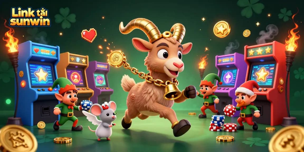 Experience the thrill with the Link tải sunwin in a vibrant casino scene featuring playful characters.