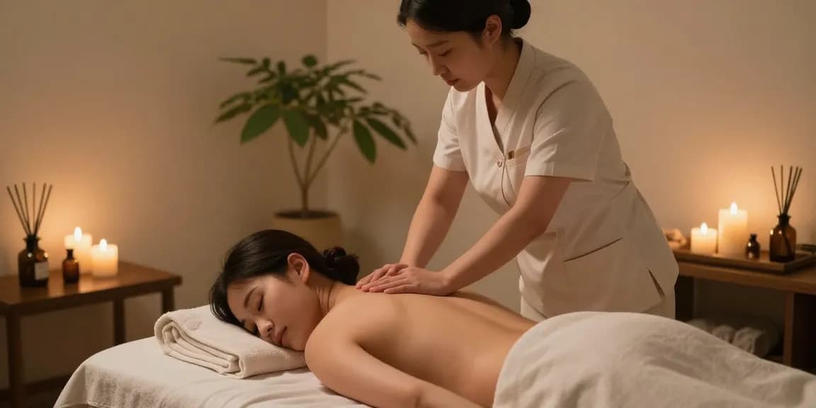 Enjoying 마포출장마사지 in a tranquil atmosphere with a professional Korean therapist.