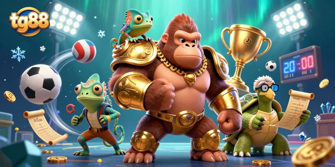 Experience thrilling gameplay with tg88 as a powerful gorilla king leads in a vibrant casino scene.