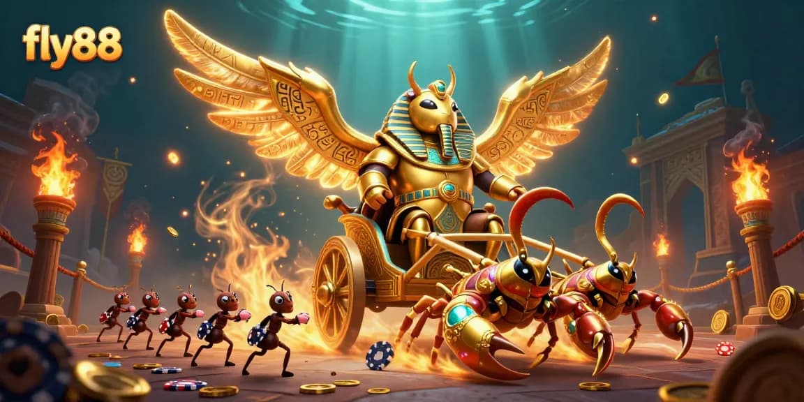 Experience intense gameplay at fly88, featuring thrilling gambling elements and vibrant casino characters.
