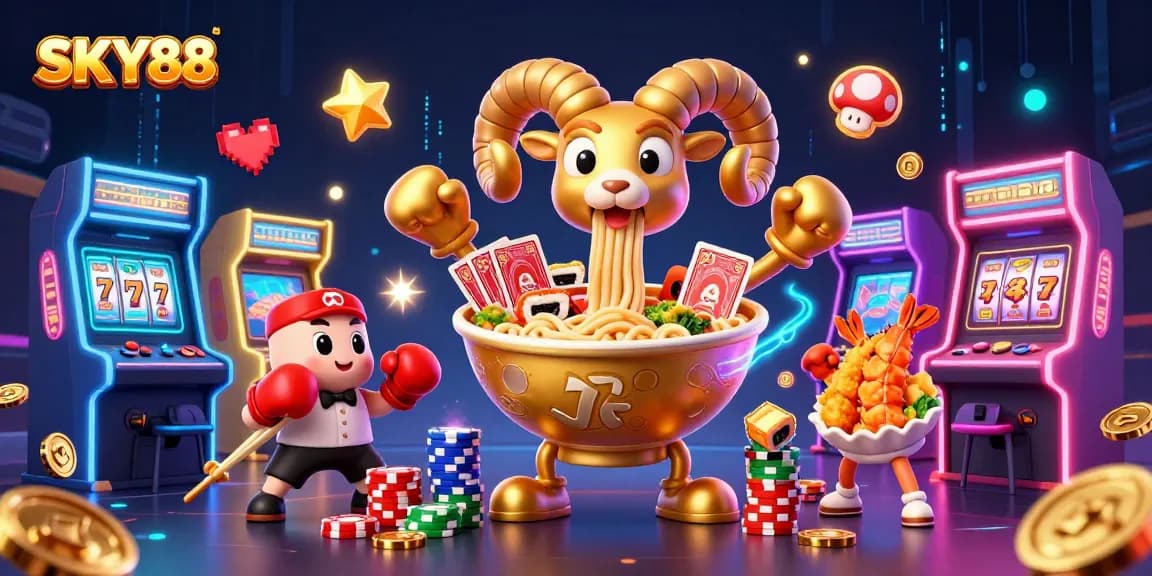 Experience thrilling gameplay with SKY88's exciting 3D casino scene featuring animated characters.