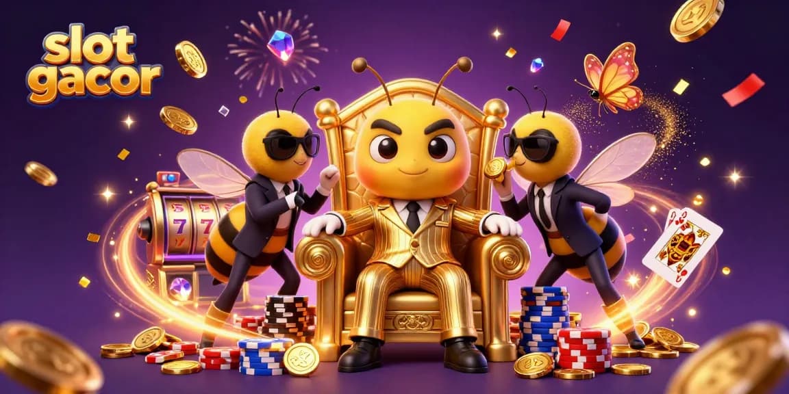 Spin the slot gacor reels with golden coins flying around in a vibrant casino scene.