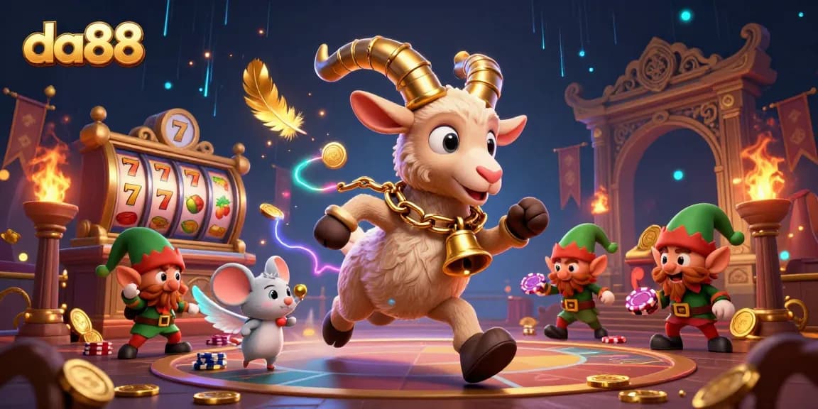 Engage in festive gaming excitement at da88's holiday-horror casino with vibrant characters.
