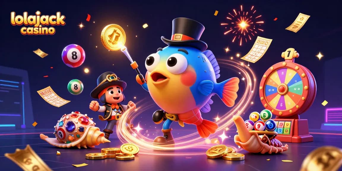 Experience the excitement of lolajack casino with enchanting characters in a vibrant 3D illustration.