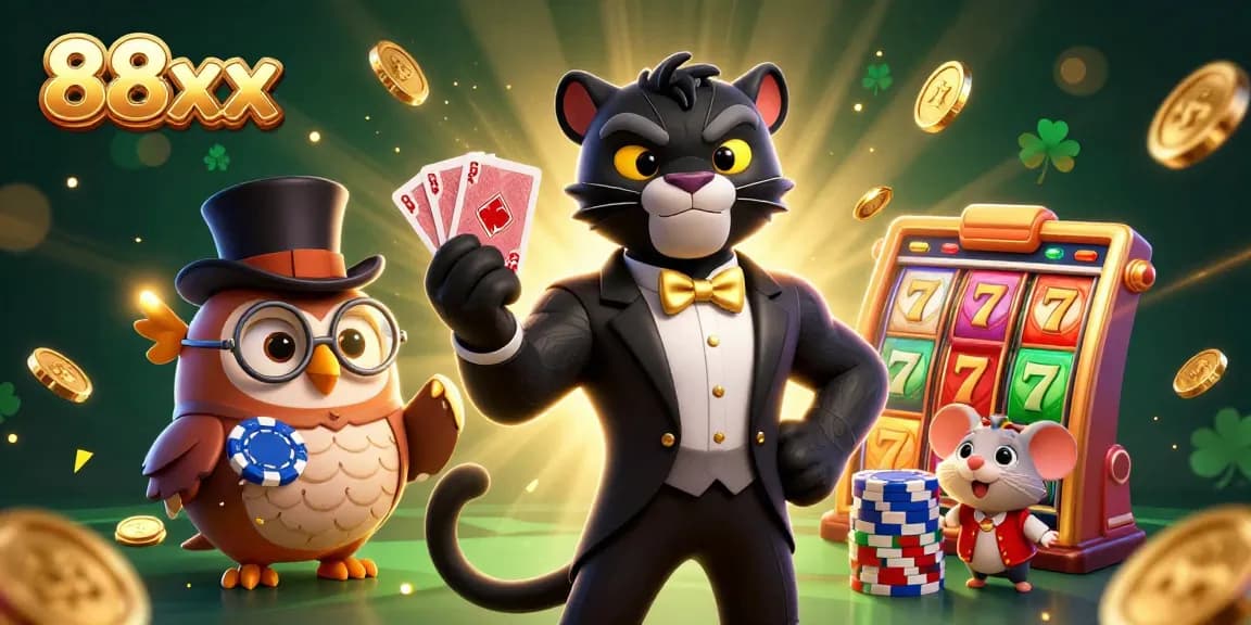Engage in winning moments at 88xx with vibrant slot games featuring lucky characters and dynamic casino elements.