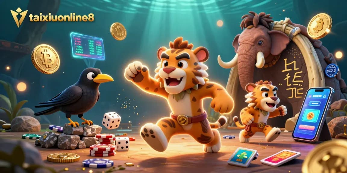 Engage in thrilling gameplay at taixiuonline8 with vibrant 3D casino elements featuring Bitcoin and Ethereum coins.