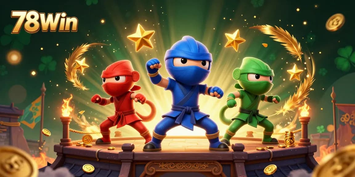 Experience thrilling action with 78Win as ninja chameleons engage in martial arts amidst casino elements.