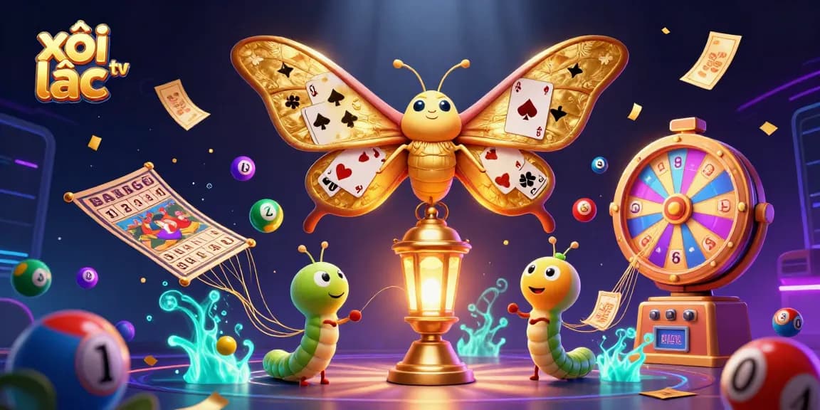 Experience exciting gameplay with xôi lạc tv featuring golden moths and dynamic casino elements.