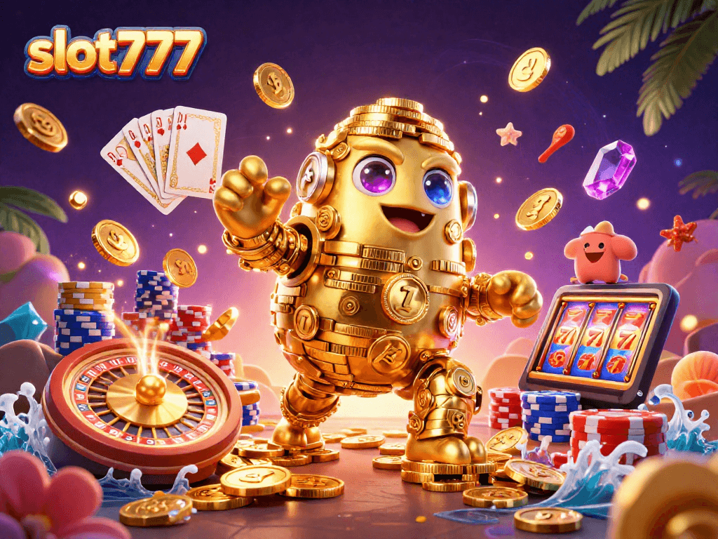 Spin and win big with slot777 amidst cascading coins and vibrant casino elements