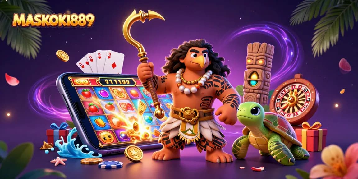 Engage with MASKOKI889's vibrant slot games featuring mythical characters and casino elements!