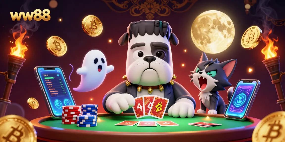 Experience gaming at ww88 with a unique 3D casino scene featuring cartoon characters and vibrant elements.