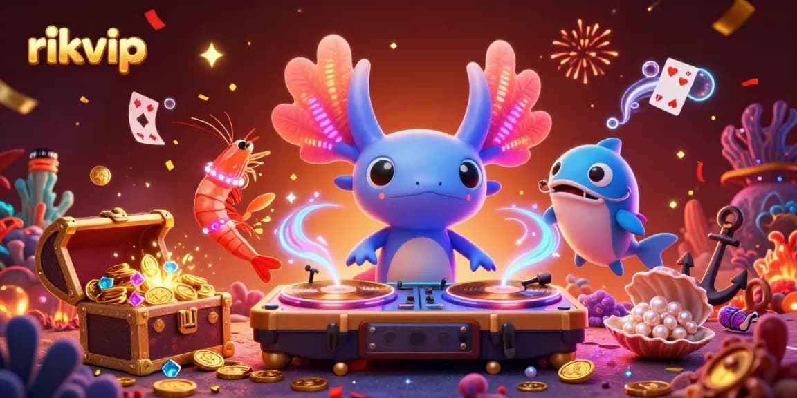 Experience thrilling gameplay at rikvip with vibrant characters, exciting casino elements, and underwater treasures.