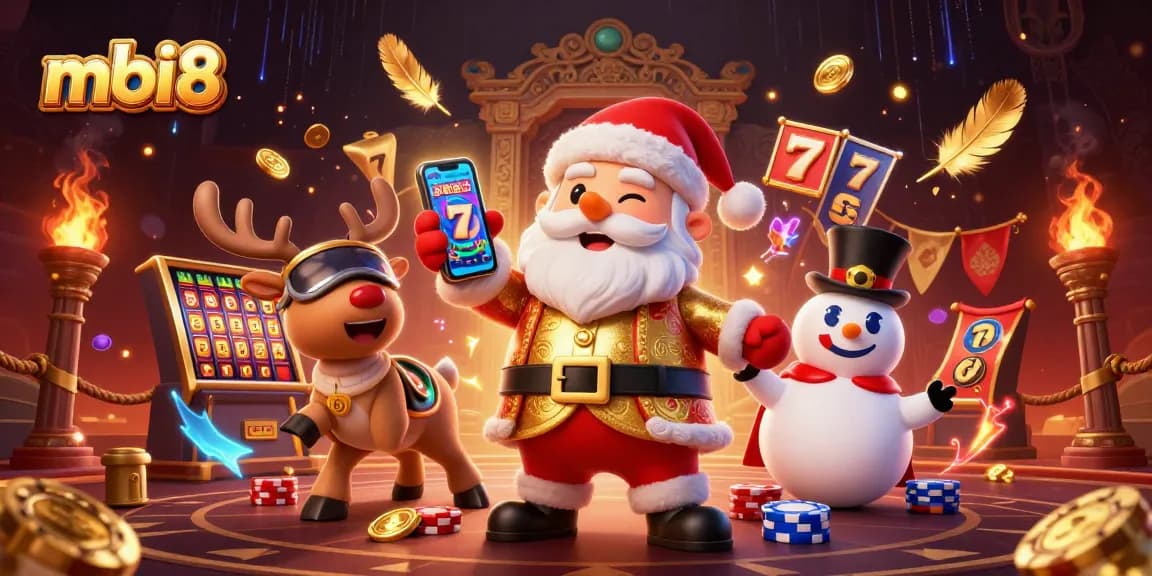 Play exciting jackpot slots with mbi8 and celebrate big wins in a vibrant casino scene filled with energy.