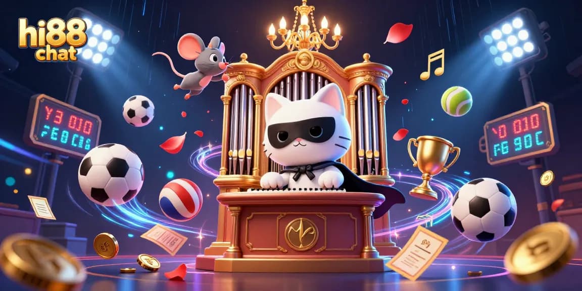 Experience the excitement of hi88 chat with dynamic sports and casino elements in an engaging 3D illustration.