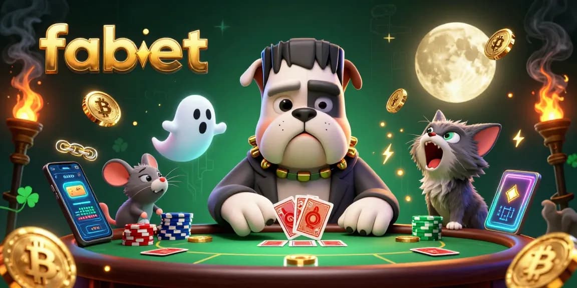 Play thrilling poker with fabet's unique characters in this dynamic casino scene