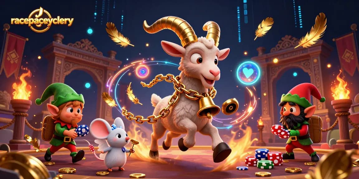 racepacecyclery showcases a lively casino scene with a Krampus goat and elf gremlins playing for high stakes.