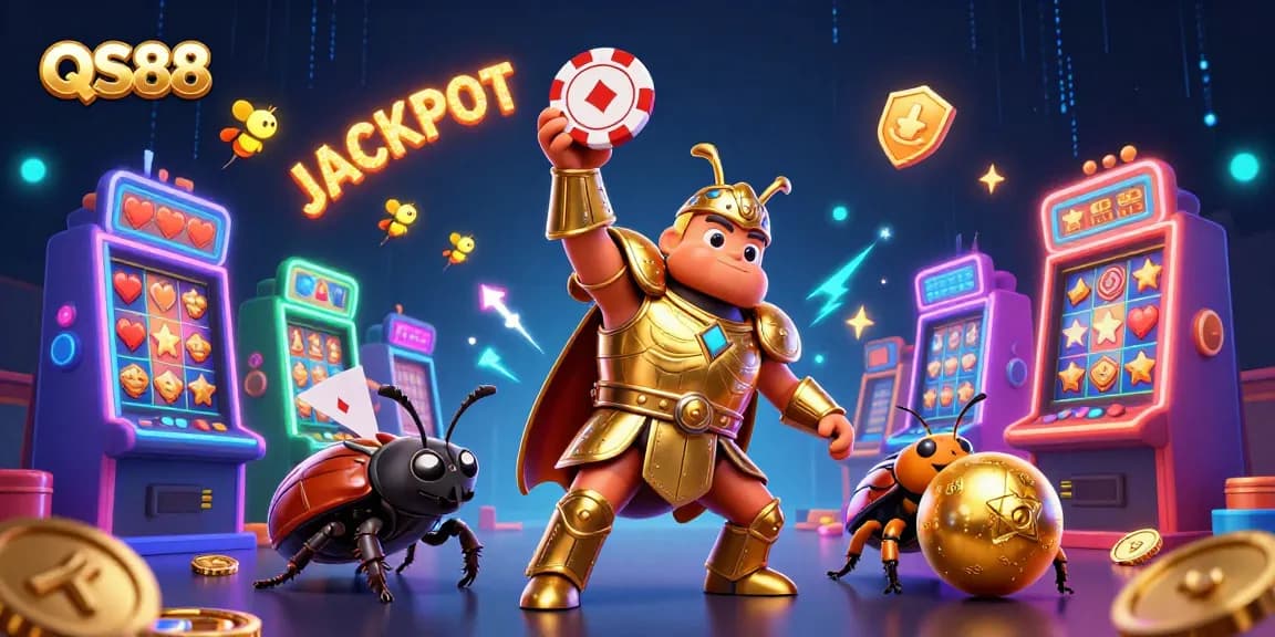 QS88 champions celebrate jackpot win in an engaging online casino scene