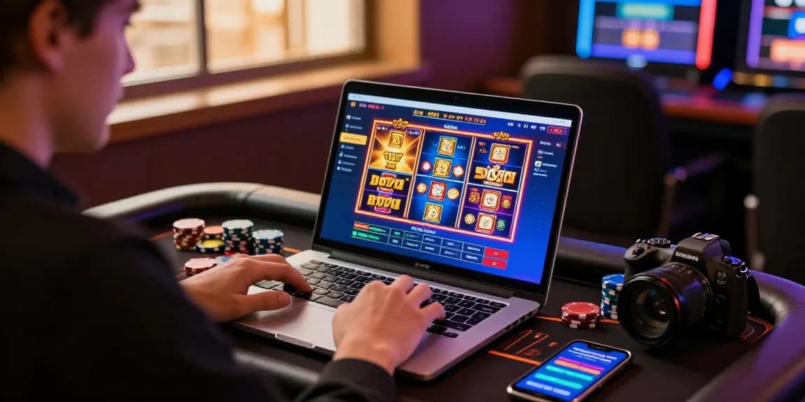 Player enjoying gaming experience at casinos that accept credit cards with vibrant graphics and modern setup.