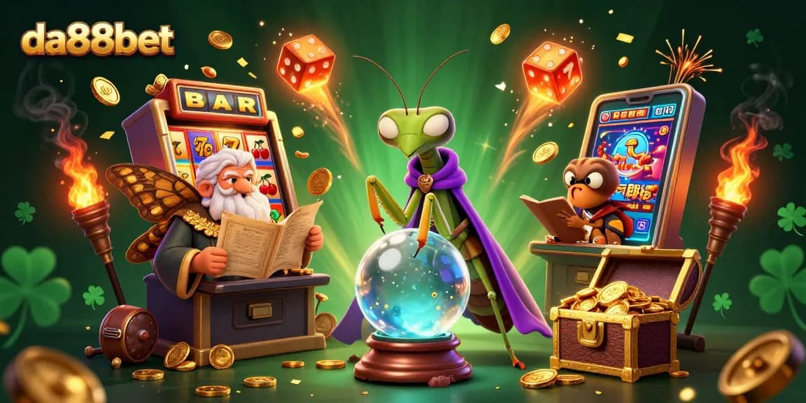 Engage with thrilling da88bet casino games in a vibrant scene featuring mystical fortune-teller elements.