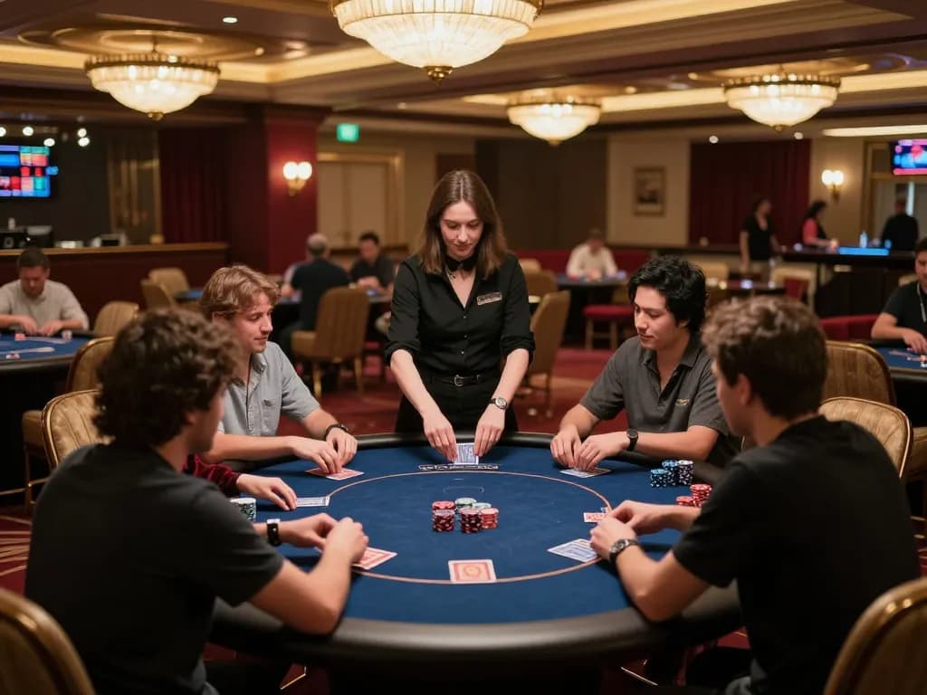 Players strategizing their bets at a poker table in SC 88 casino, showcasing excitement and luxury