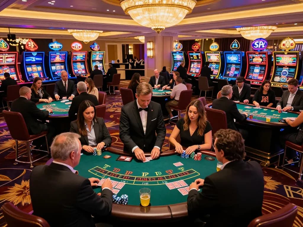 Experience excitement at TOPBET's blackjack tables with players in action.