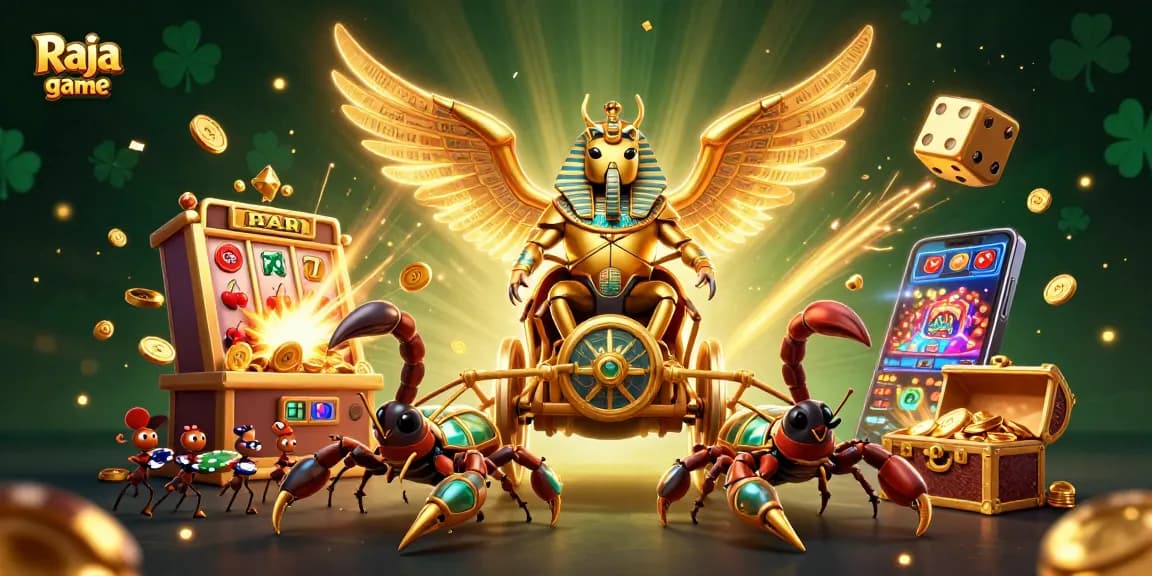 Engage with exciting Raja game elements amidst vibrant casino visuals and thrilling jackpots.