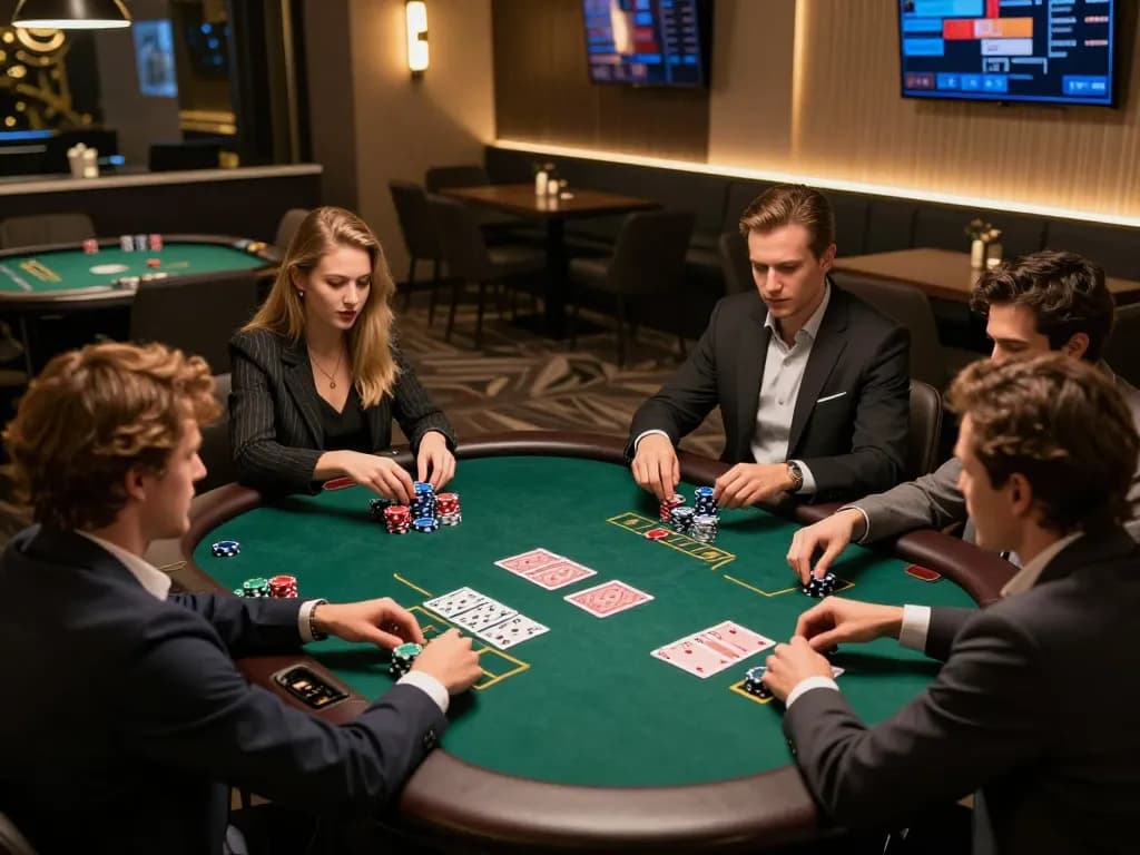 Enjoying a thrilling game with slot bet 400 at a stylish blackjack table, celebrating strategic plays.