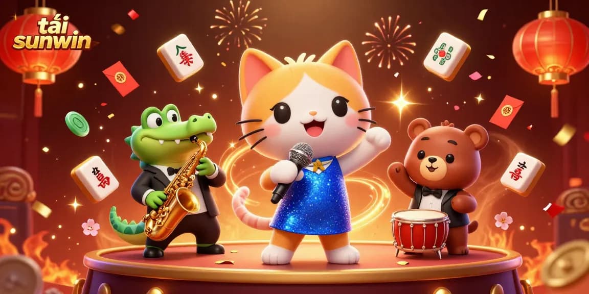 Join the excitement while playing tải sunwin with jazz-singer cat, saxophone crocodile, and drumming bear!