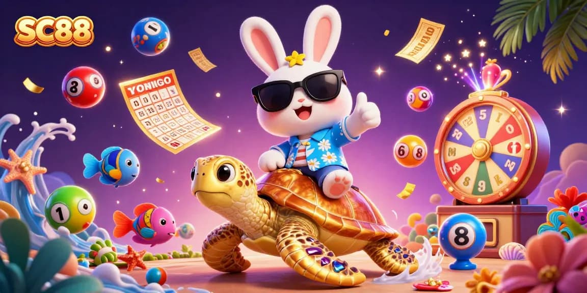 Play SC88 with vibrant lotto excitement featuring a lucky rabbit and a golden turtle.