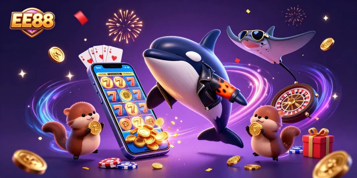 EE88 brings thrill as whales and otters participate in a vibrant casino celebration.