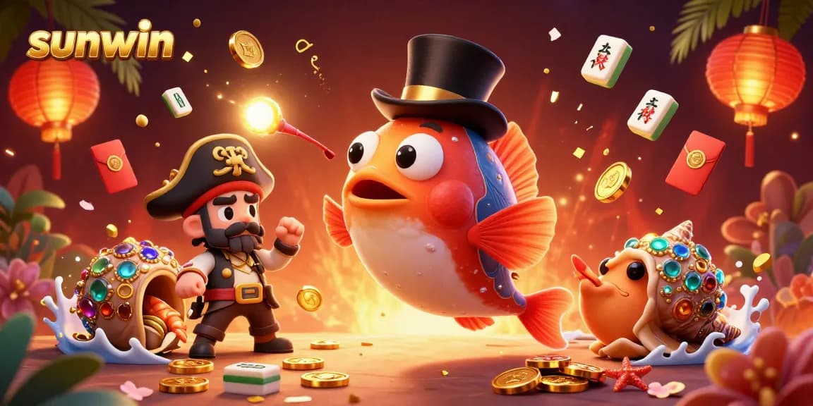 Experience sunwin's vibrant casino scene with anglerfish, pirate shrimp, and treasure-filled snail.