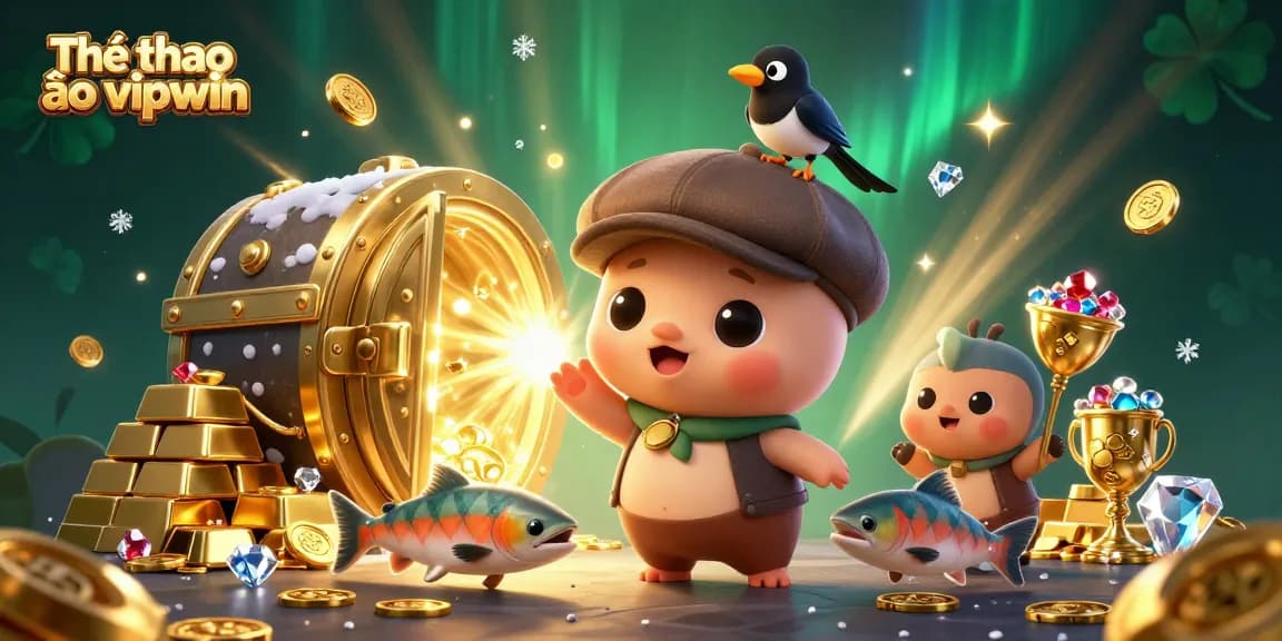 Engage in Thể thao ảo vipwin with a vibrant scene showcasing playful Nessie and riches of the casino.