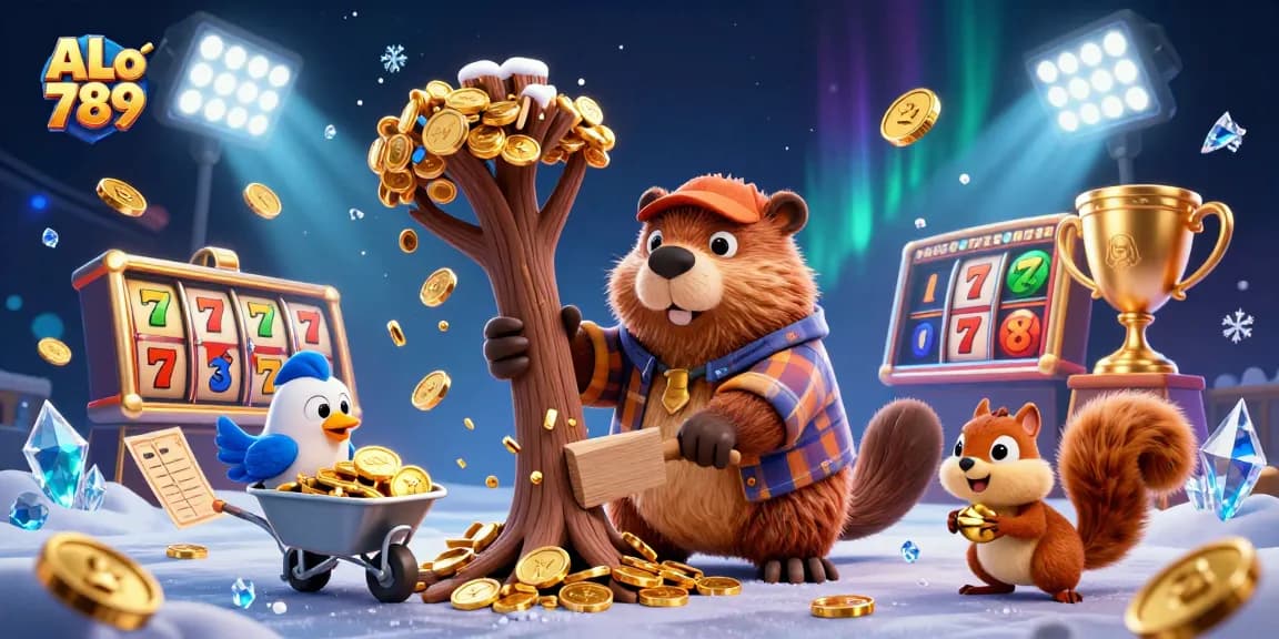 Experience thrilling slot gameplay with ALo 789, where golden coins rain amidst dynamic characters and elements.