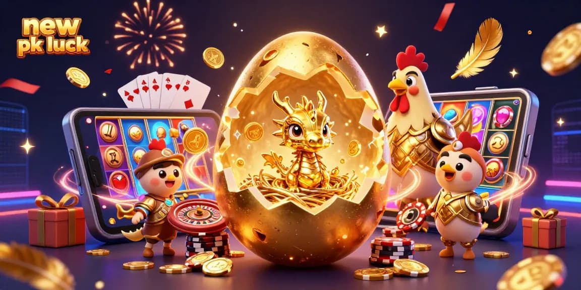 Experience thrilling gameplay at new pk luck with a golden dragon, poker chips, and slot game elements.