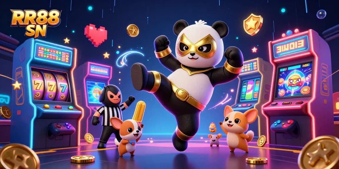 Engage with RR88 SN's vibrant casino experience featuring thrilling slot action and lively characters.