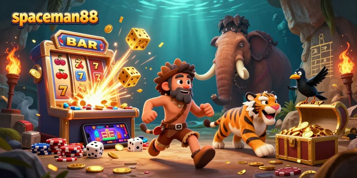 Engage with spaceman88's lively prehistoric casino, bursting with jackpot energy and vibrant characters.