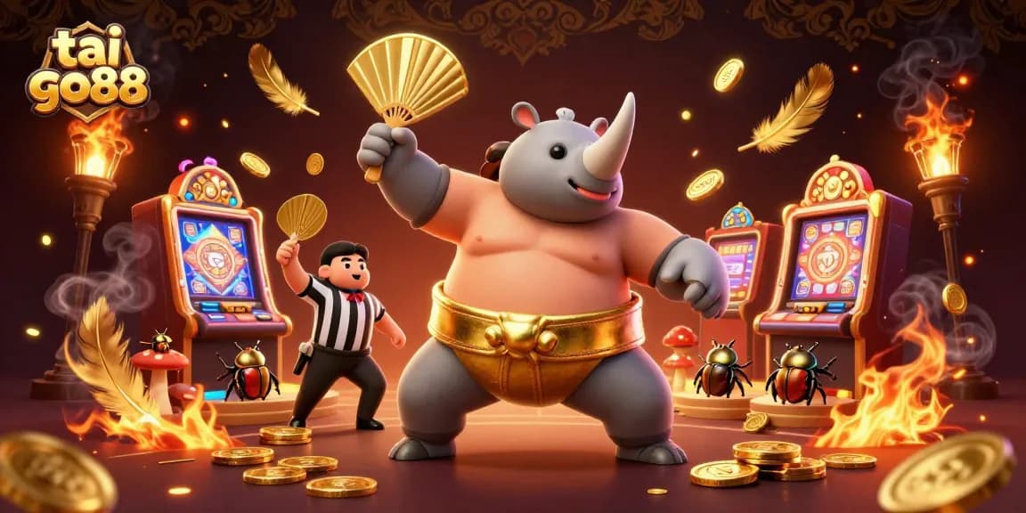 Experience the excitement of tai go88 with a dazzling 3D casino scene featuring a beetle champion.