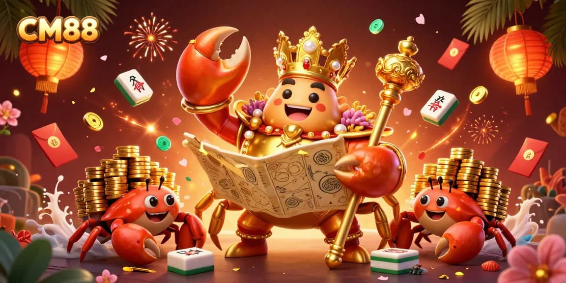 Experience the vibrant gaming world of CM88 with exciting elements like golden chips and festive decorations.