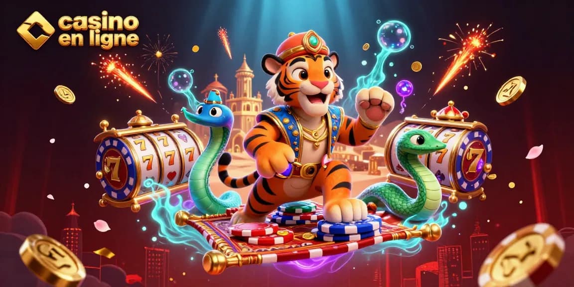 Jouez au casino en ligne avec cette illustration dynamique mélangeant des éléments fascinants.