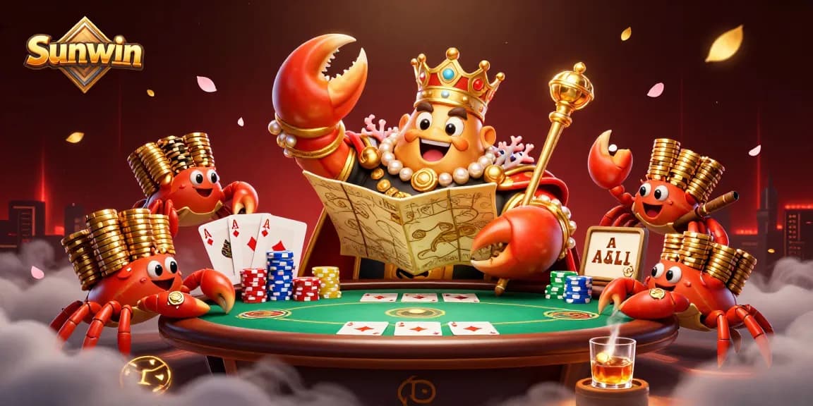 Engage with thrilling Sunwin games through this dynamic casino illustration featuring vibrant characters and rich gambling elements.